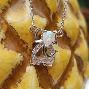 Genuine .66ctw Opal Elephant Necklace